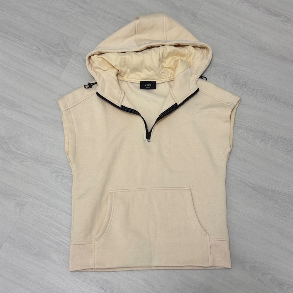 Vici NWOT Beige Hoodie with Zipper - Picture 6 of 8